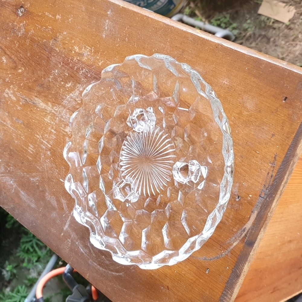 Vintage retro MCM glass candy dish cake plate stand